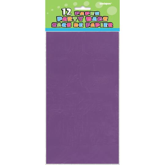 Dark Purple Paper Party Bags 12ct